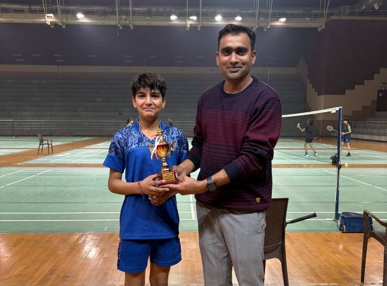 Priyanshu Choudhary of Class VII secured the First Runner-Up position in the Under-15 (Boys) category at the Inter-School Badminton Tournament held on 23 Dec 2025 in Greater Noida.